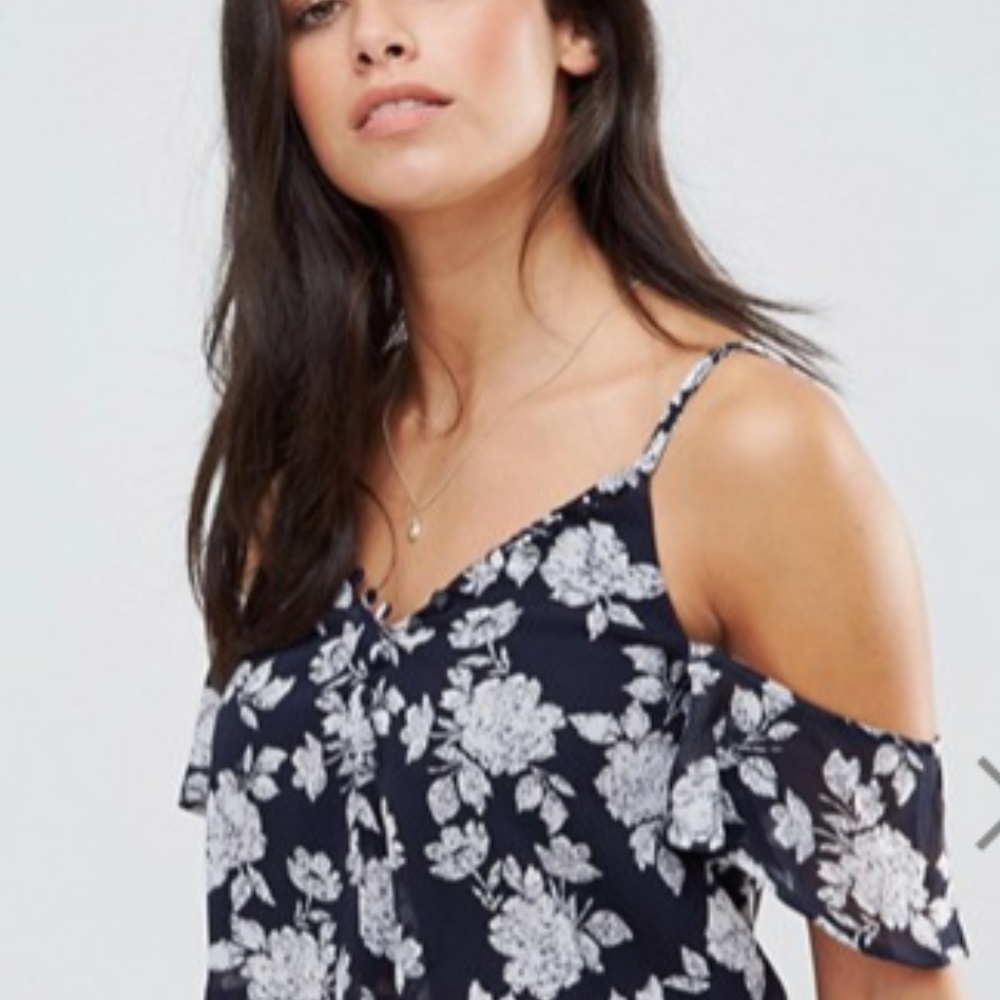 Floral cold shoulder button up mini dress
